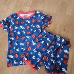 Kids Sports Print Pajama Set - Blue and Red